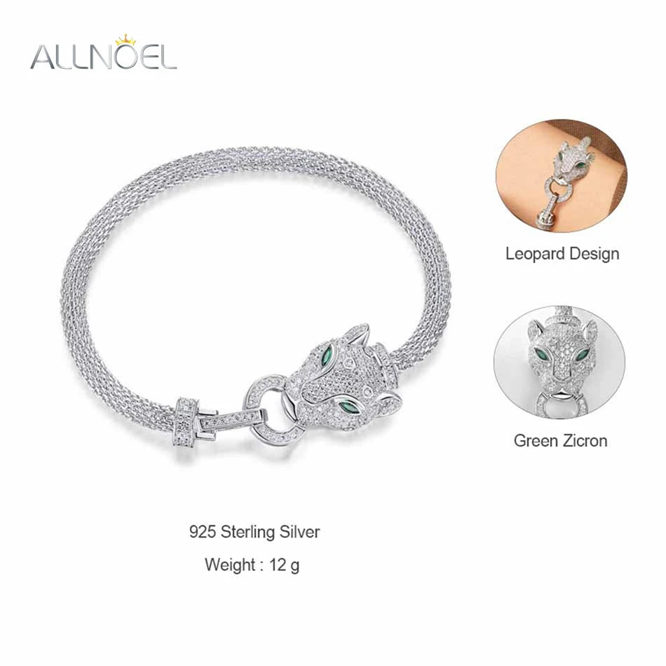 ALLNOEL 925 Sterling Silver Animal Hip Hop Bracelet | Women’s Shining Cubic Zirconia Fashion Jewelry Gift