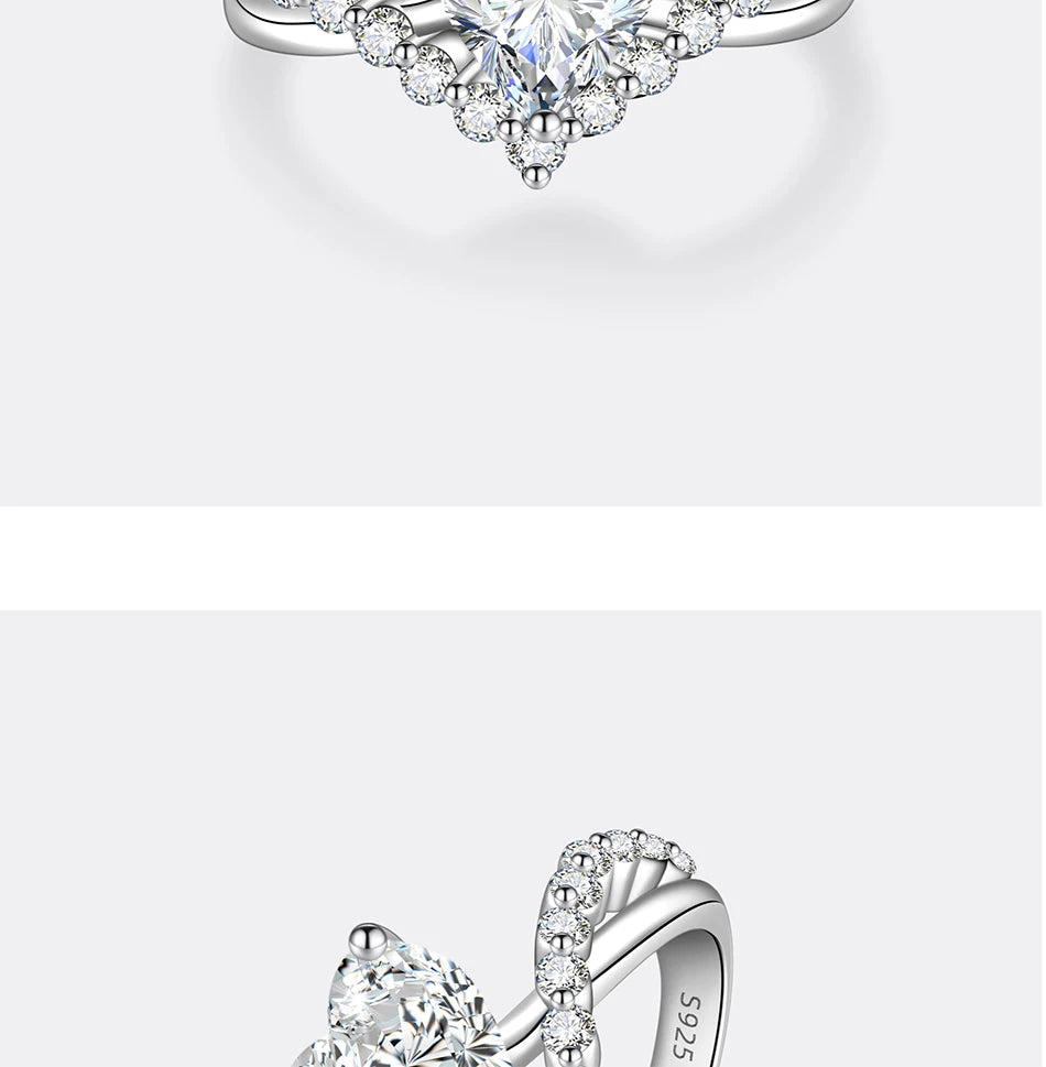 PERMANY 1CT Heart Cut Moissanite Ring for Women – S925 Sterling Silver Luxury Wedding Jewelry