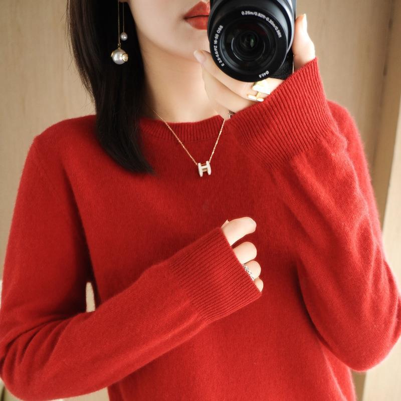 2025 Women Sweater Korean Fashion – Spring Autumn Long Sleeve O-Neck Knitwear Soft Warm Pullovers Bottoming Shirts