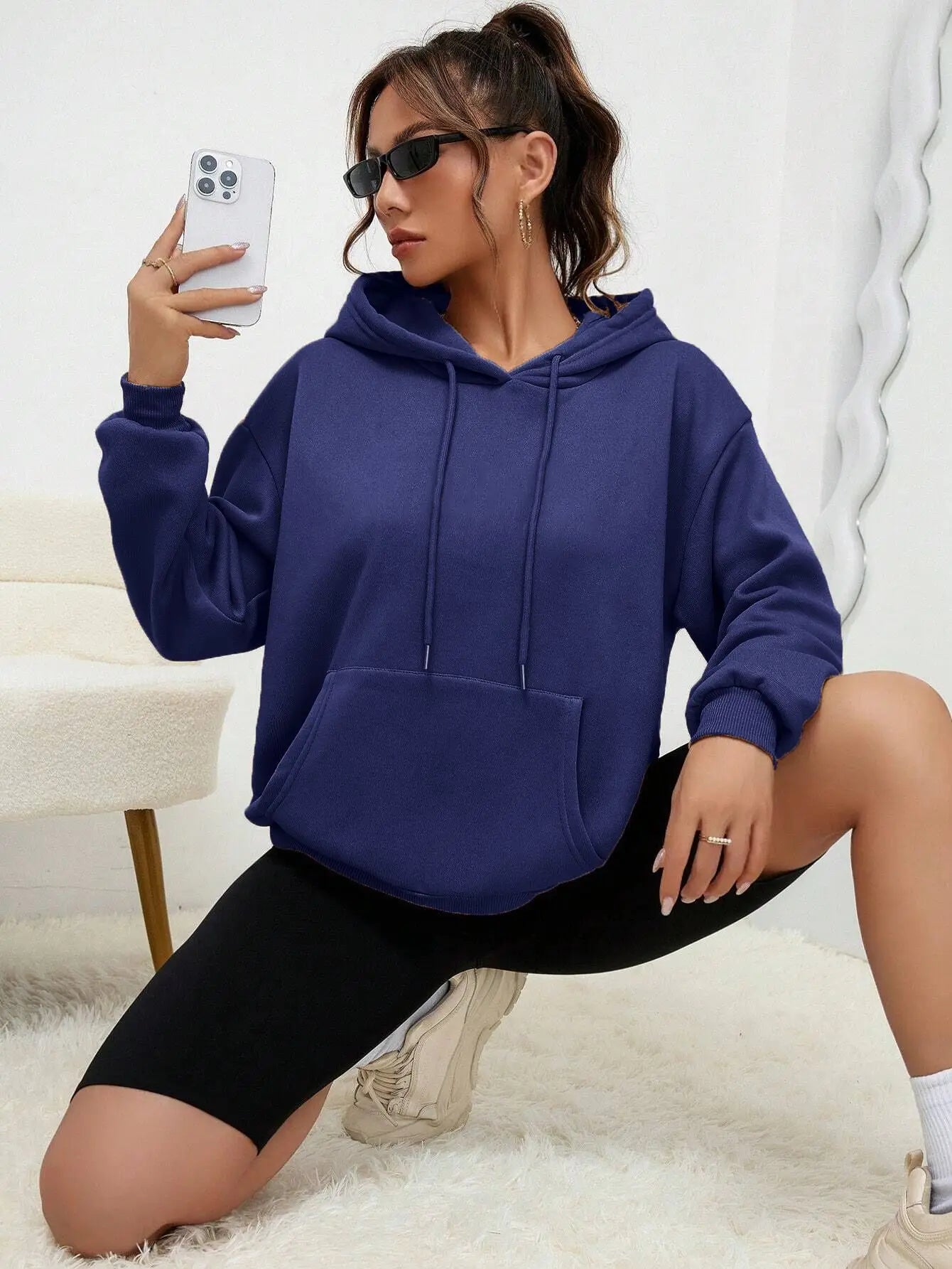 Solid Color Women’s Hoodie | Autumn Casual Fleece Pocket Hoodies | Unisex Streetwear