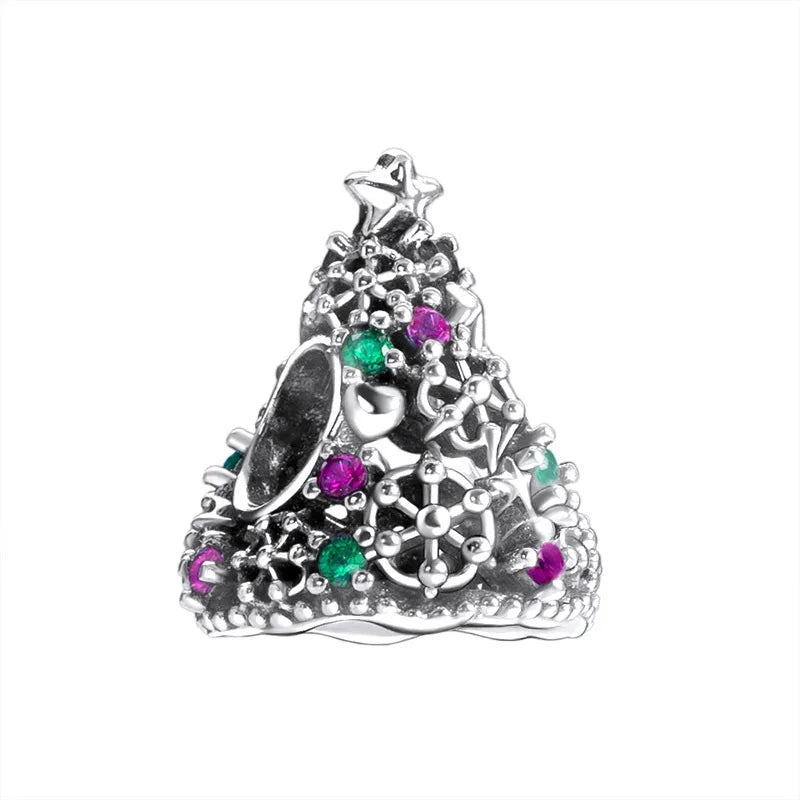 925 Sterling Silver Santa Claus Christmas Tree Elk Socks Charm | Fits Original Pandora Bracelet | DIY Lady Girl Jewelry