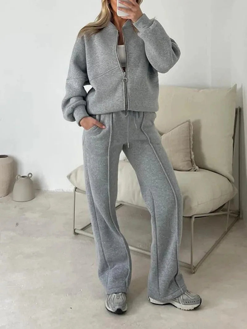 Women’s Autumn Sports Suit 🍂 2 Piece Zipper Sweatshirt & High Waist Pants ✨