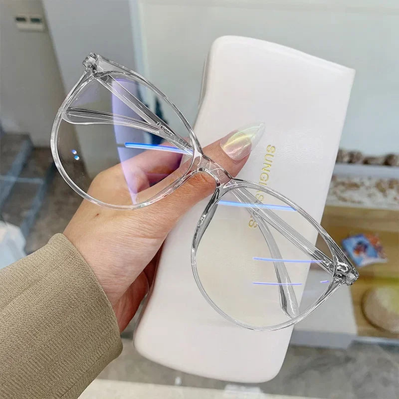Transparent Anti Blue Light Glasses – Unisex Round Frame Korean Fashion Eyeglasses | Eye Protection Spectacle Eyewear