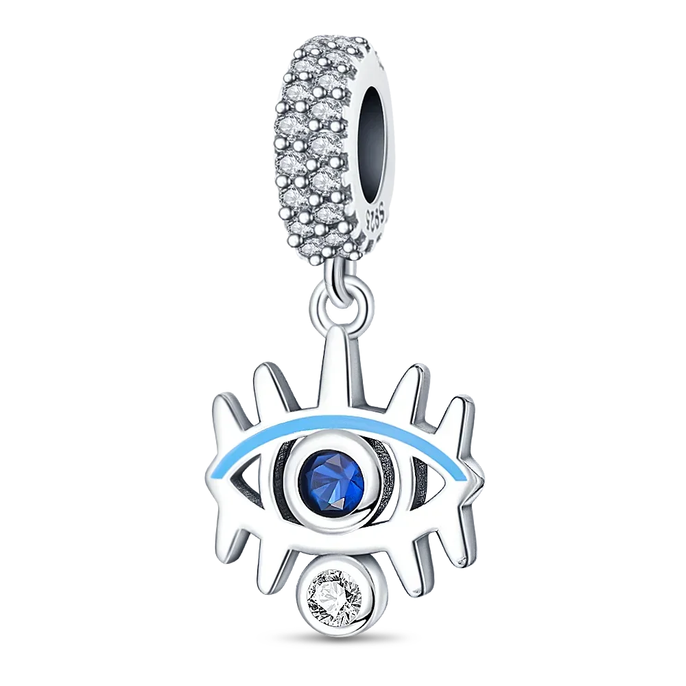 925 Sterling Silver Blue Moon Plane Space Series Glass Beads Clip Charm for Bracelet