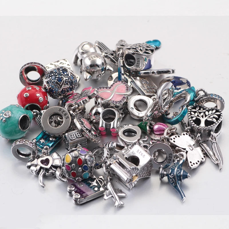 925 Sterling Silver Blind Bag Charms | Random 3 Beads Set Fits Original Pandora Bracelet DIY Jewelry Gift for Women