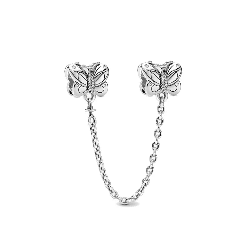 925 Sterling Silver Butterfly, Moon & Life Tree Safety Chain | Fits Original Bracelet DIY Jewelry Accessory
