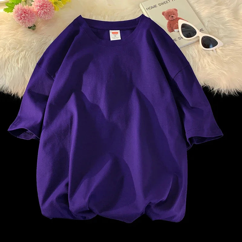 LEGIBLE 2025 Summer Women’s Cotton T-Shirt – Loose Solid Oversized O-Neck Tee 👕✨