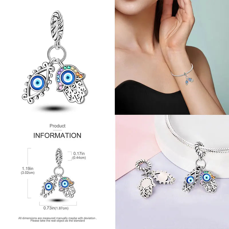 925 Sterling Silver Blue Zircon Evil Eye Charm | Original Devil Eye Series Bead Fits Pandora Bracelet – Women’s DIY Jewelry Gift