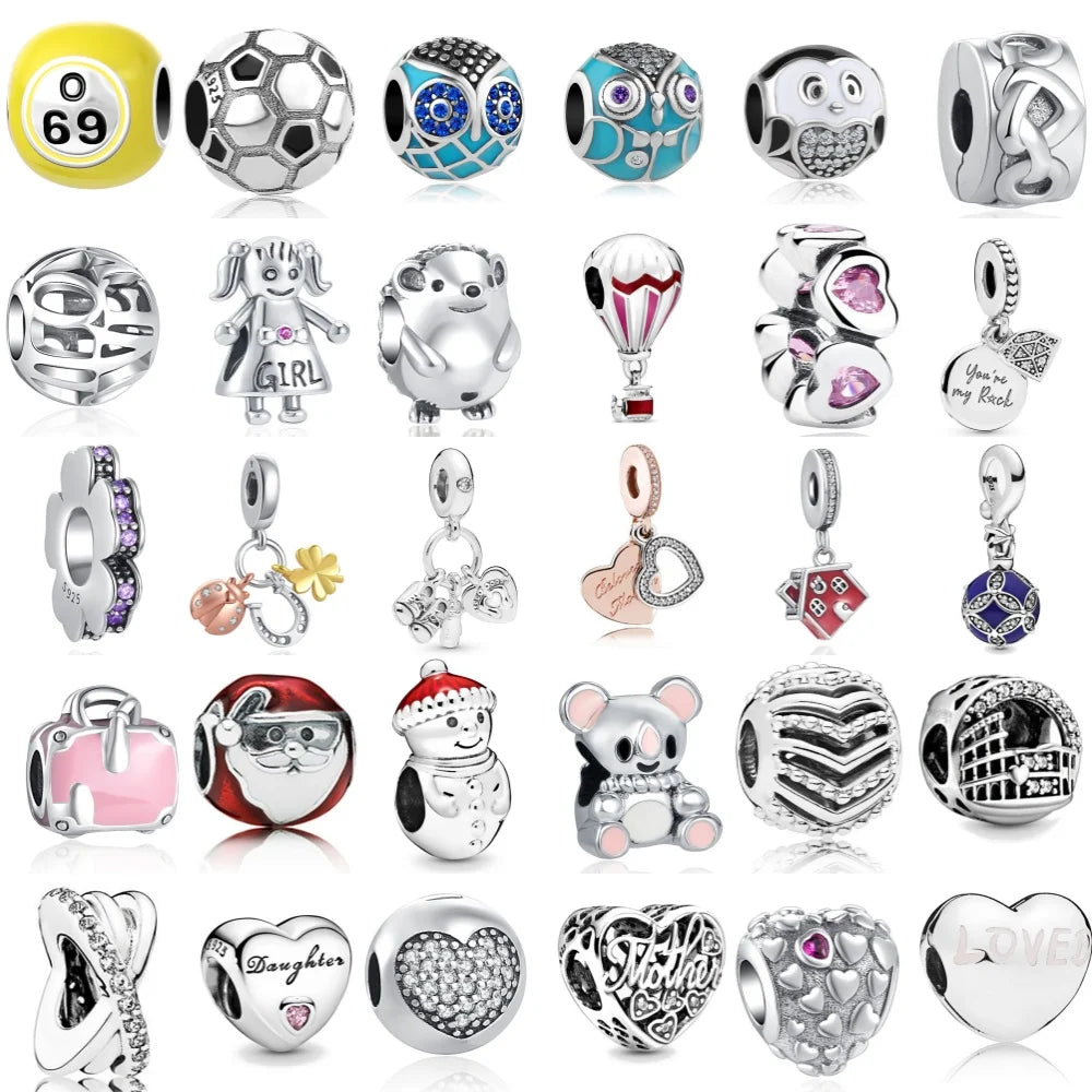 New 925 Sterling Silver Snowman Hedgehog Heart Bead | Fit European Original Bracelet DIY Exquisite Jewelry