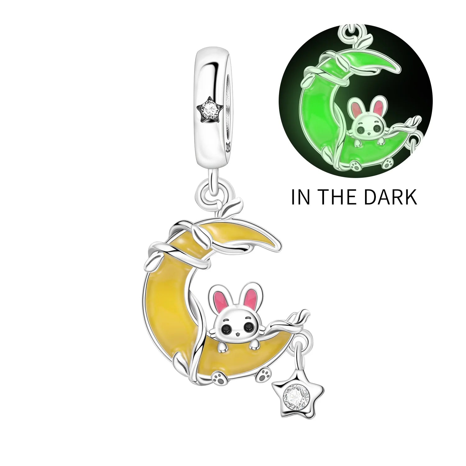 PANPOKI 925 Sterling Silver Cute Mouse Eating Cheese Charm Pendant | Original Bracelet DIY Jewelry Gift for Women