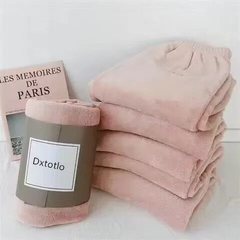 Thickened Coral Fleece Sweatwear Set 🧥 Unisex Warm Home Clothes ❄️ Sports Outfit Long Sleeve Round Neck Pajamas 👕