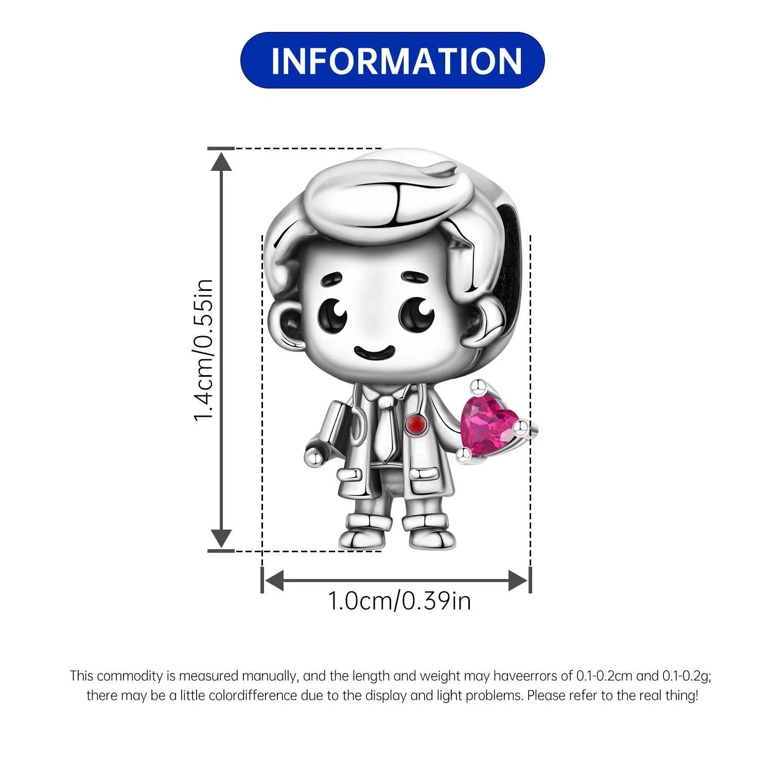 Orstarry 925 Sterling Silver Cartoon Nurse Charm Bead | Cute DIY Bracelet Jewelry Gift for Women