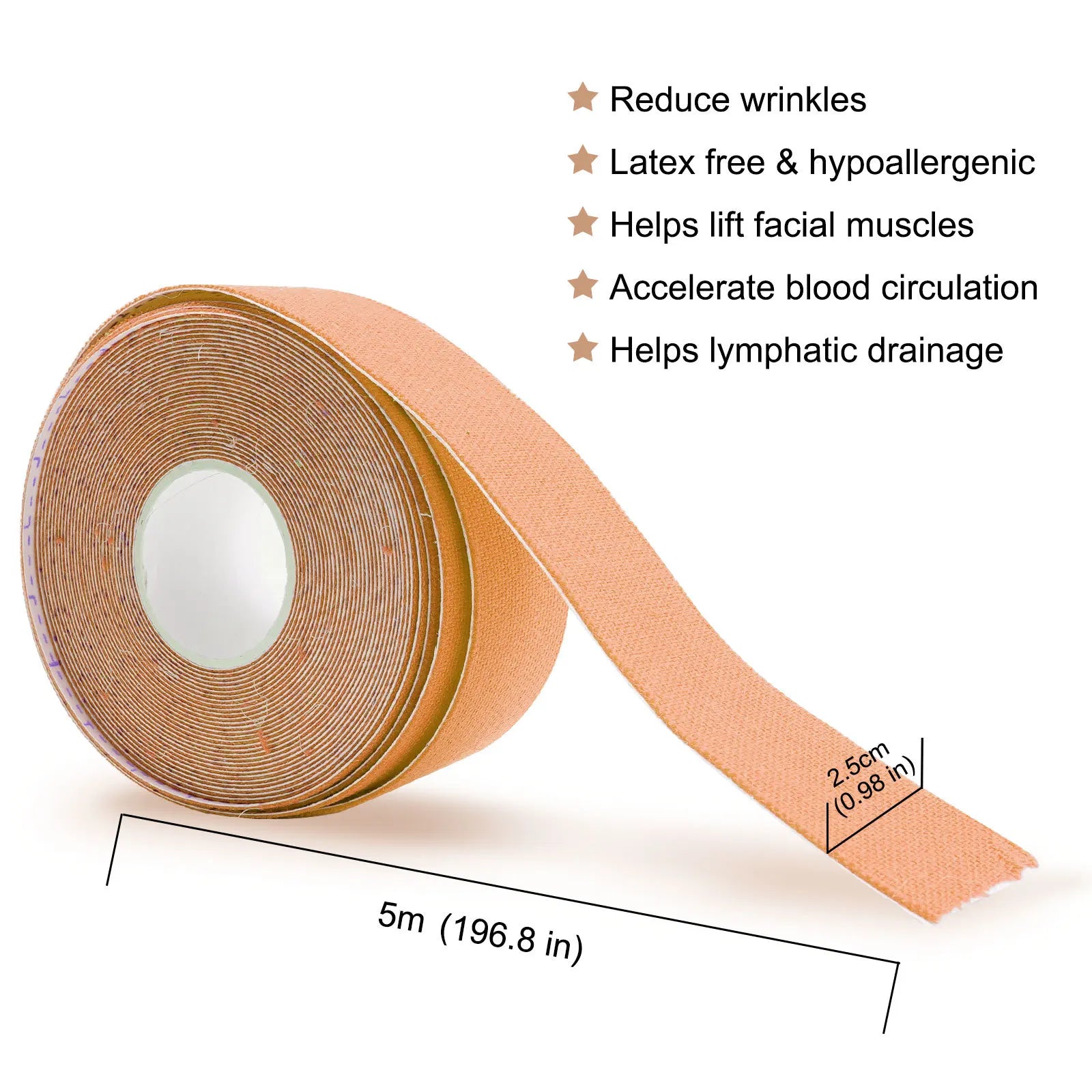 2.5CM x 5M Instant Facial Myofascial Lift Tape – V Face Lifting & Wrinkle Removal Sticker
