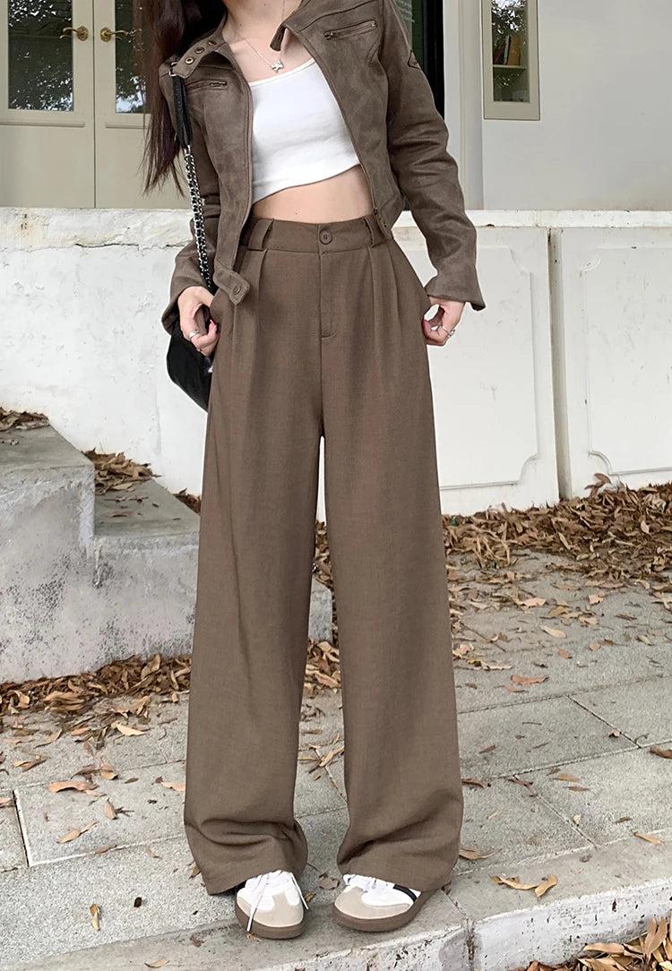 High Waist Loose Pants Women – Summer 2025 Retro Casual Drapey Versatile Trousers
