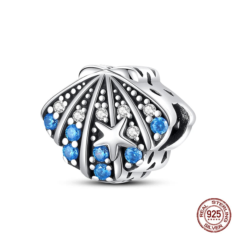Blue Ocean Series 925 Sterling Silver Turtle Crab Mermaid Charms for 3mm Bracelet