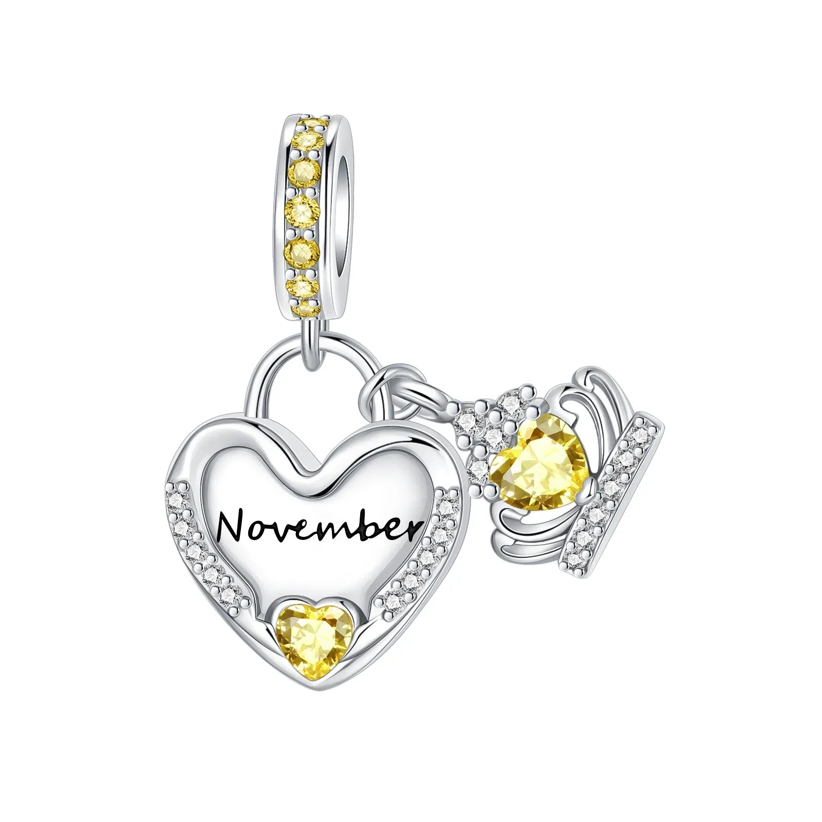 925 Sterling Silver Birthstone Love Pendant Charm | January–December Zircon Bead for Bracelet & Necklace DIY Jewelry Gift