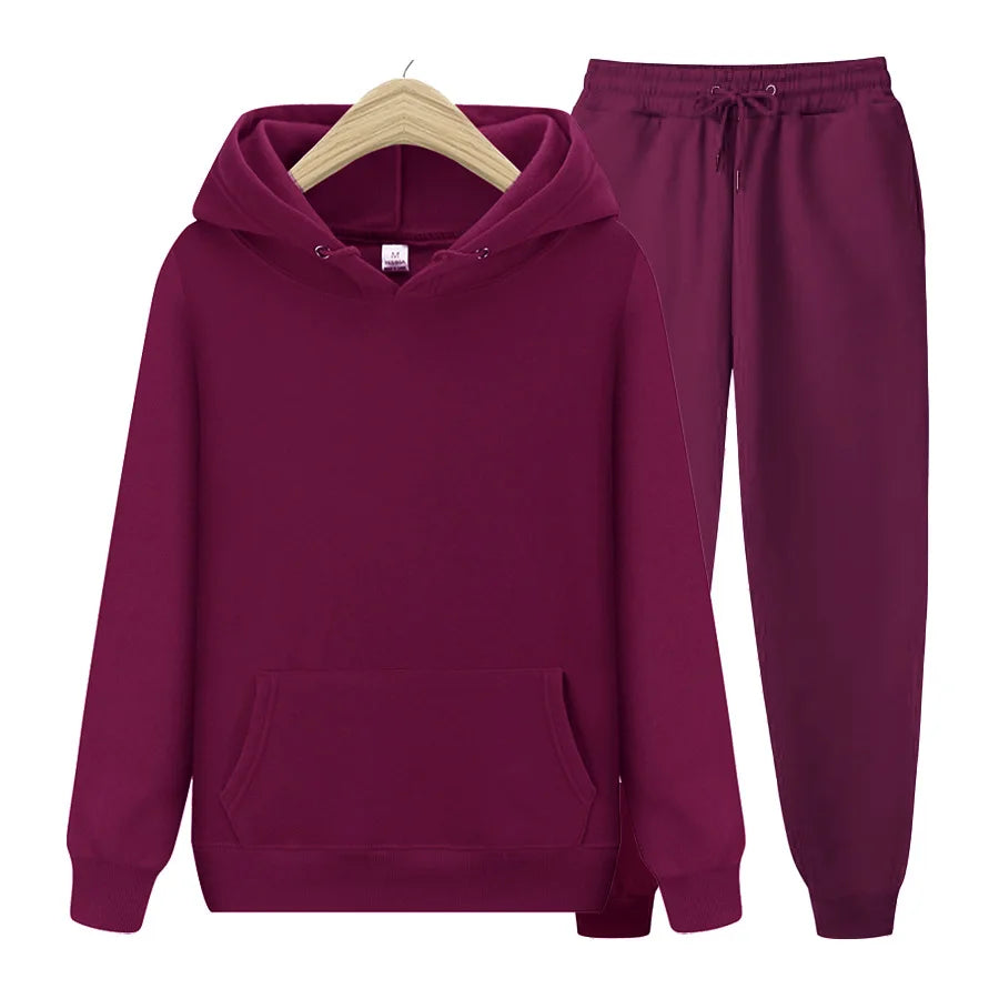 Women’s Hoodie & Pants Set 🍂 Autumn Winter Solid Color Pullover Suit ✨