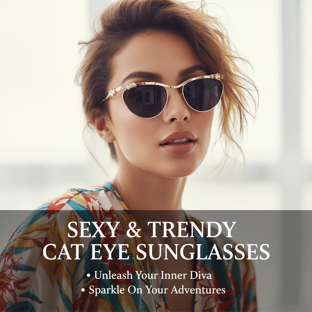 Sexy Cat Eye Punk Sunglasses for Women 2025 – Luxury Brand Metal Rhinestones Sun Glasses | Trendy Classic Shades for Ladies
