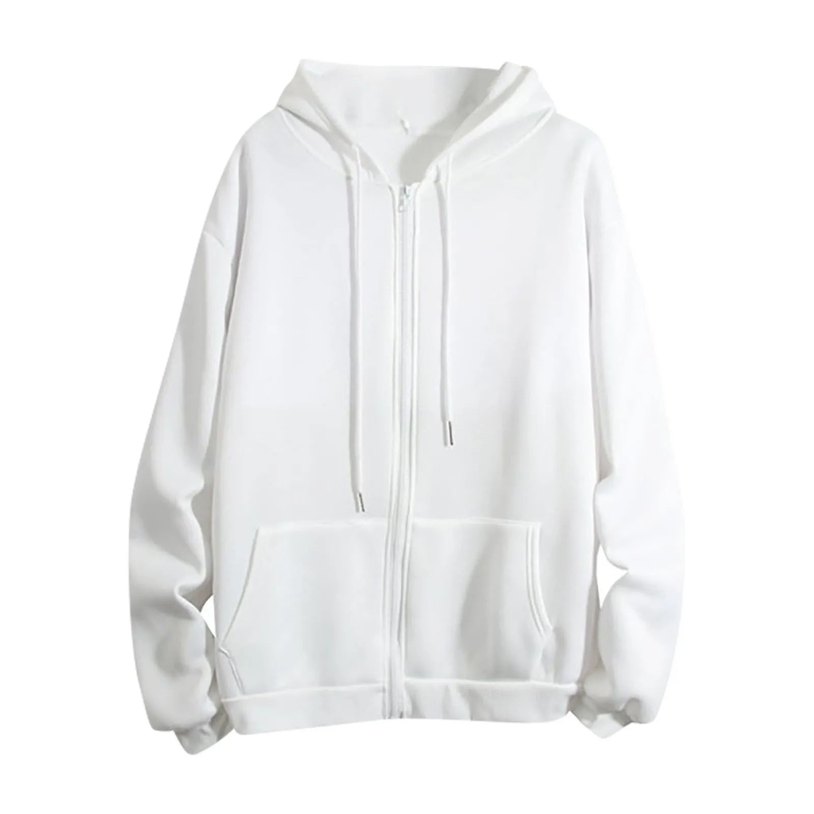 Spring Autumn Women Solid Color Hooded Sweatshirt Coat | Zipper Pocket Hoodie Jacket | Casual Outerwear Femme