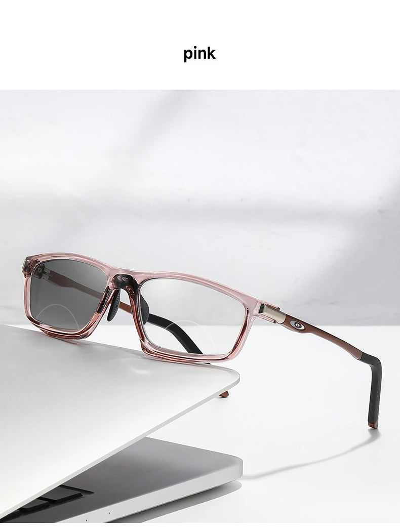 Photochromic Bifocal Reading Glasses for Men & Women – Anti-Blue Light Multifunctional Aluminum Magnesium Sports Eyewear