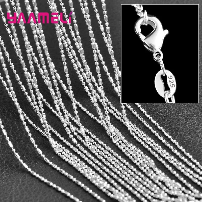 5PCS Authentic 925 Sterling Silver Chain Necklaces | Solid Silver Chains with Lobster Clasps for Men & Women 16–30 Inch