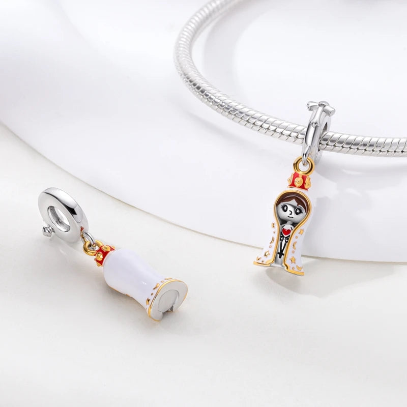 925 Sterling Silver Virgin Mary Dangle Charm | Fits Pandora Bracelet | Our Lady Pendant Bead | Religious DIY Jewelry Gift