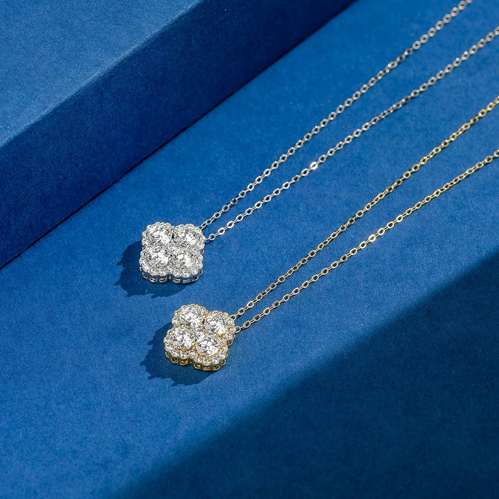 ORSA JEWELS 925 Sterling Silver Four-Leaf Clover Pendant Necklace with Premium Zirconia