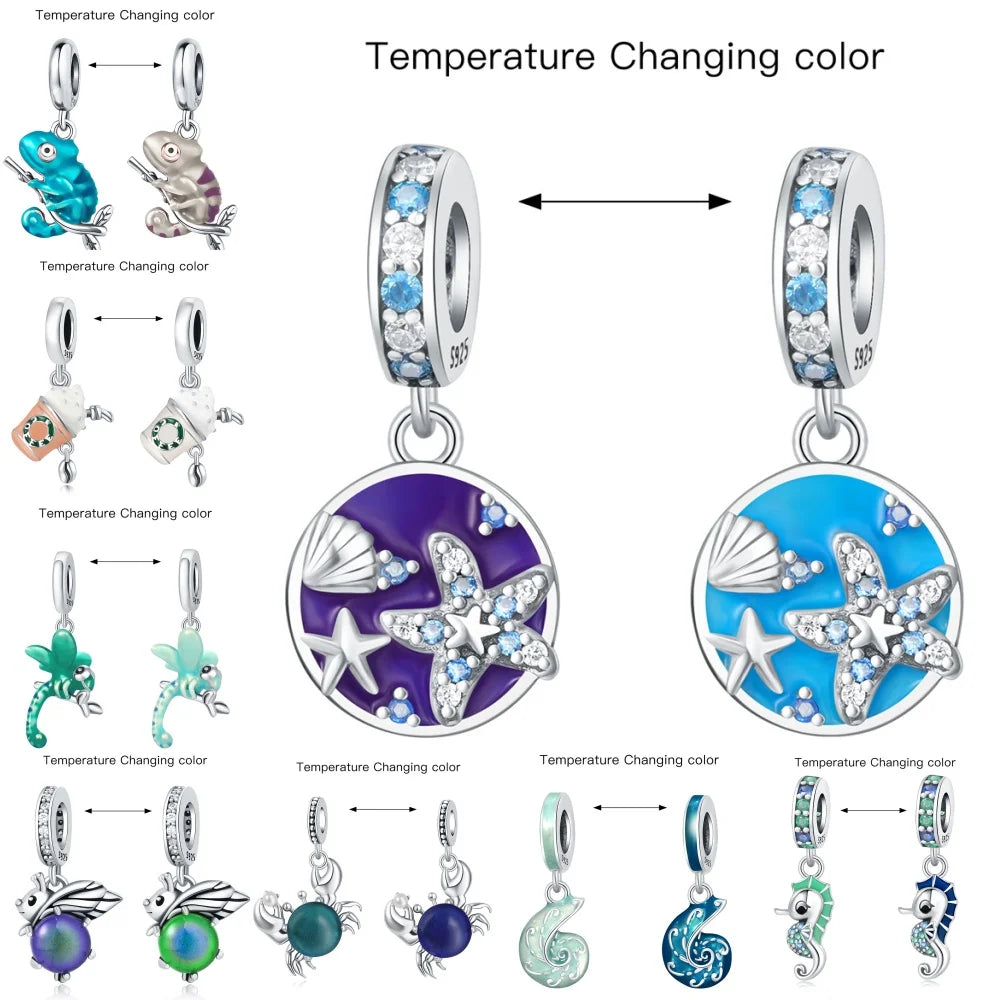 925 Sterling Silver Temperature Color Change Charm Bead | Magic Pendant for Original Bracelet DIY Jewelry