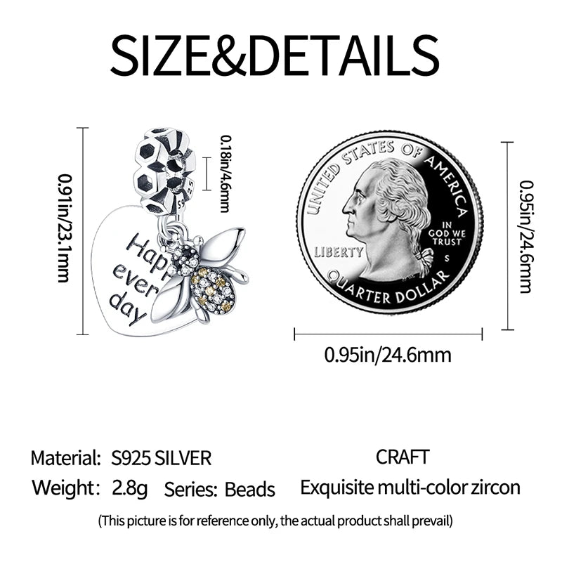 925 Sterling Silver Bee Series Charms | Fit Original Pandora Bracelet – DIY Women’s Jewelry Beads Hot Sale