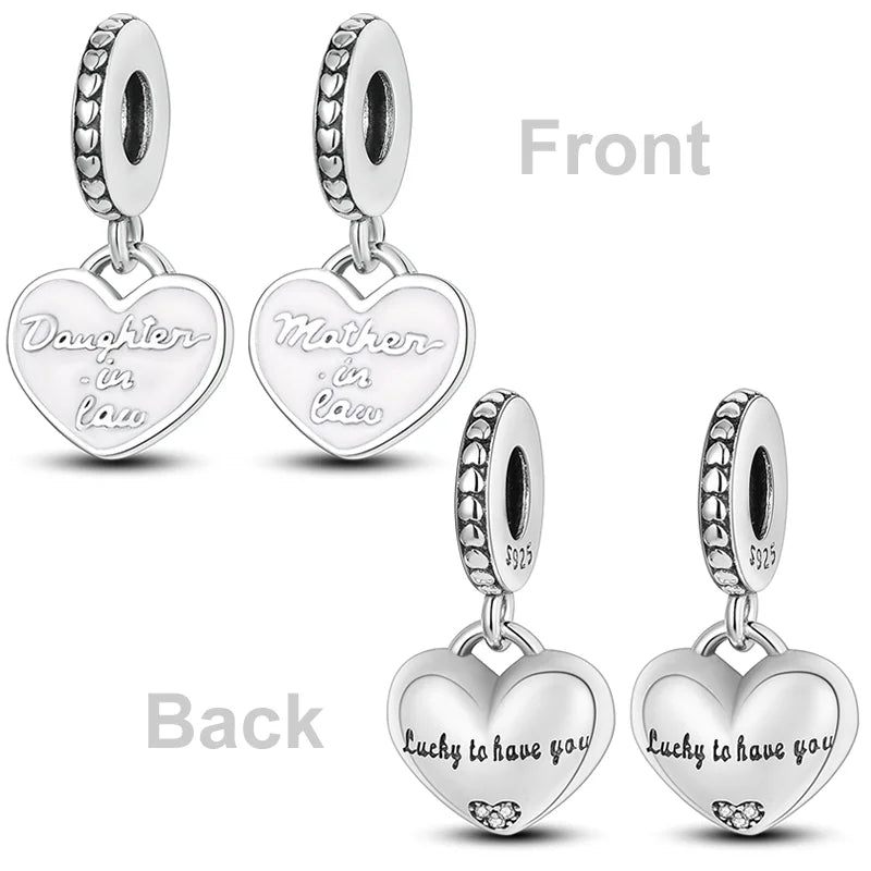 925 Sterling Silver Colorful Charms – Rose, Crown, Rainbow & Heart Dangle Beads Fit Pandora Bracelet & Necklace