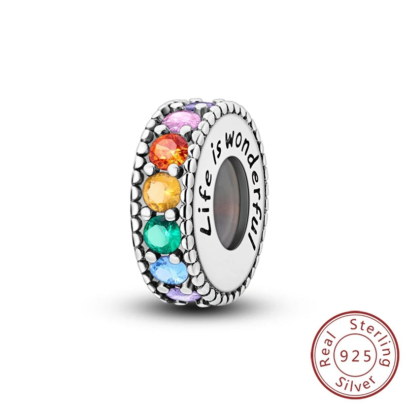 925 Sterling Silver CZ Pave Round Clip Charm – Fits Original Pandora Bracelet & Necklace Jewelry Gift