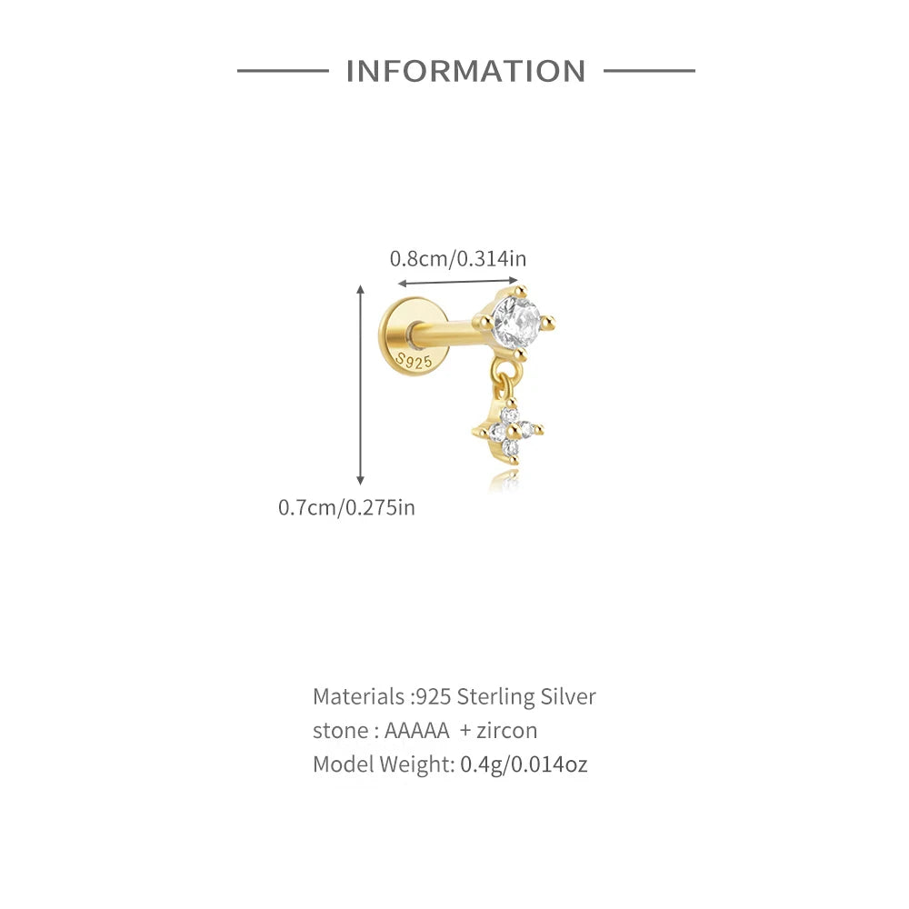 Aide 925 Sterling Silver Geometric Multi Piercing Stud Earrings for Women – K Gold Tassel Elegant Jewelry Gift