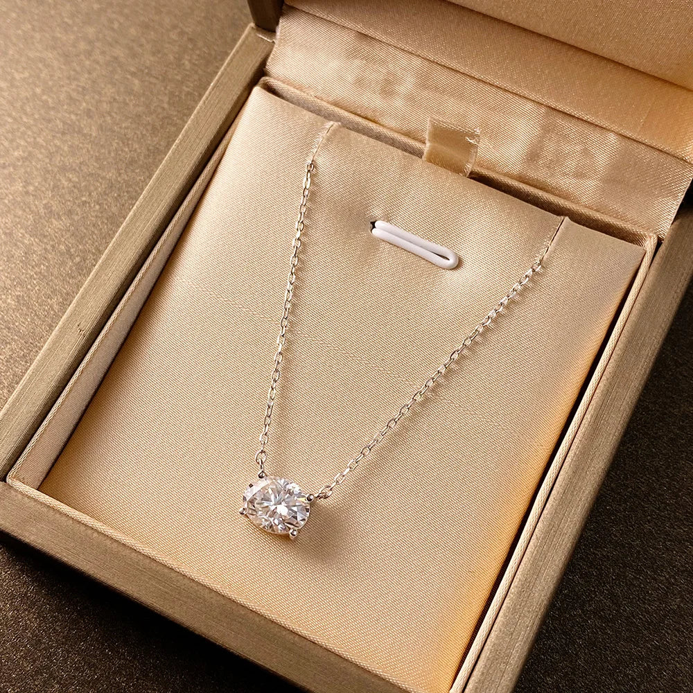 COSYA 1-3CT Oval Cut Moissanite Pendant Necklace – S925 Silver & 18K Gold for Women