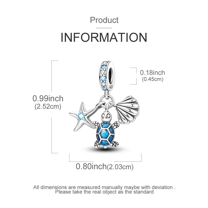 New Summer Ocean Silver Plated Sea Turtle & Starfish Shell Charm | DIY Bracelet Jewelry for Women