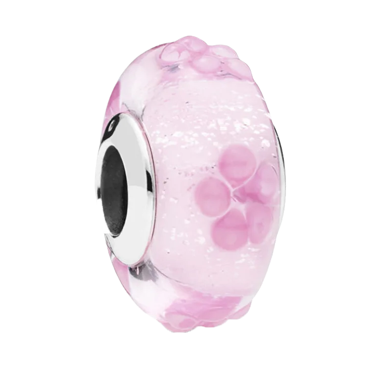 Romantic Pink Flowers 925 Sterling Silver Charms | Bag Lipstick Heart Bow Rose Bead Fit Original Bracelet DIY Jewelry Gift