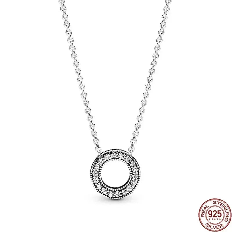 925 Sterling Silver Shiny Round Heart Necklace | Classic Elegant Charm Jewelry Gift for Women