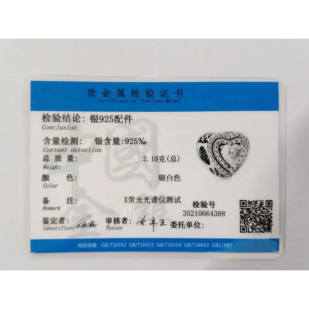 925 Sterling Silver Heart Pave Zircon Family Tree Charm | Fits Original Bracelet Women’s Luxury Jewelry Gift