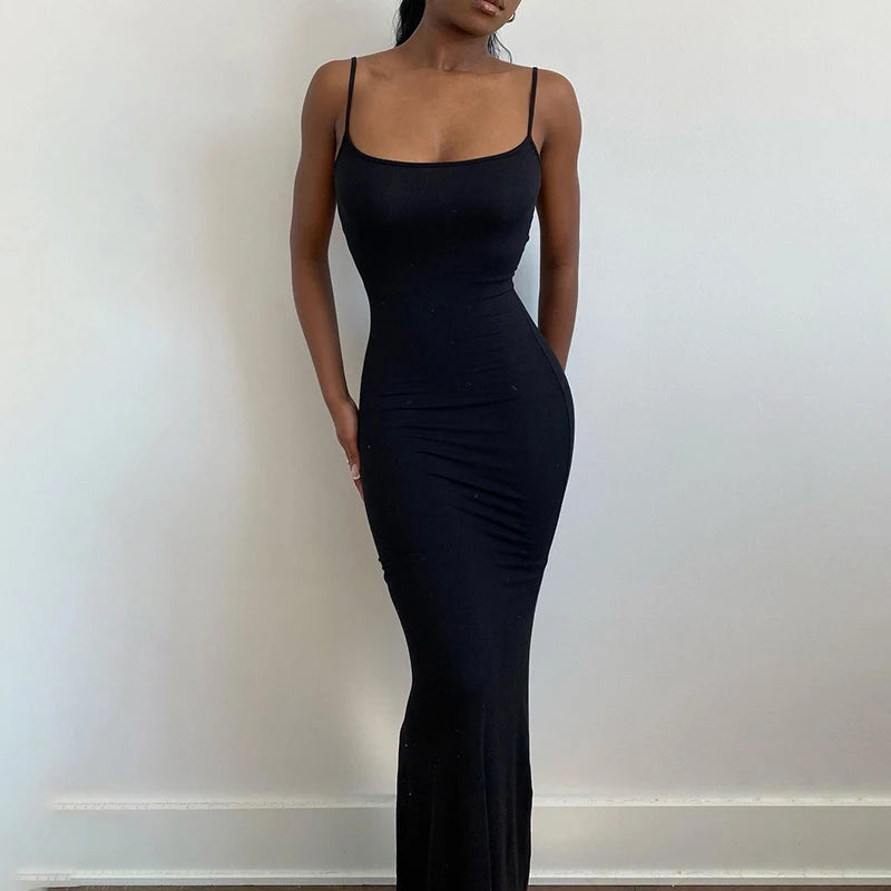 Summer New High Elastic Tight Fishtail Dress – Sleeveless Sexy Long Suspender Casual Butt-Lift Skirt for Women
