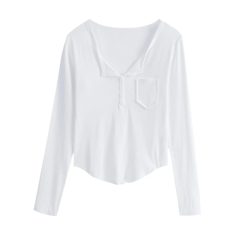 ✨ Plus Size Irregular Hem T-Shirt 👚 Long Sleeve Korean Style Top 🍁 Casual Spring Autumn Commute Wear