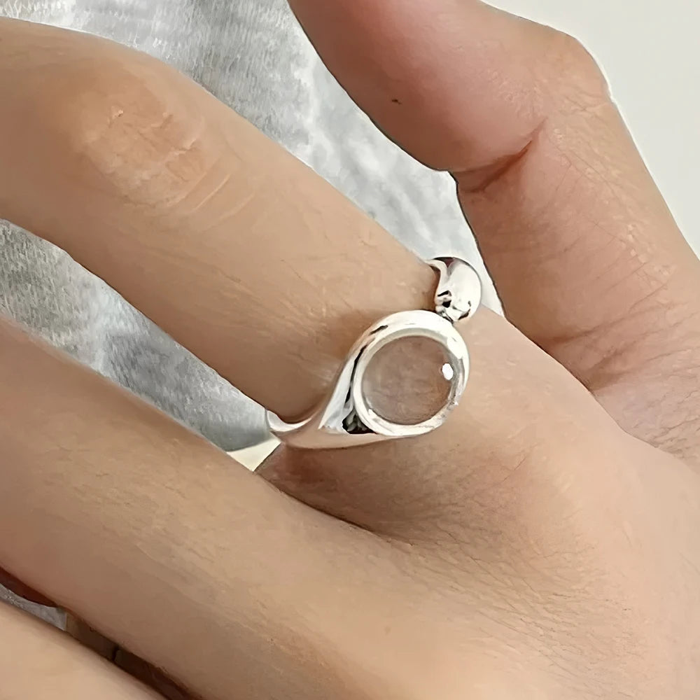 VENTFILLE 925 Sterling Silver Flower Lace Ring – Adjustable CZ Korean Fashion Jewelry