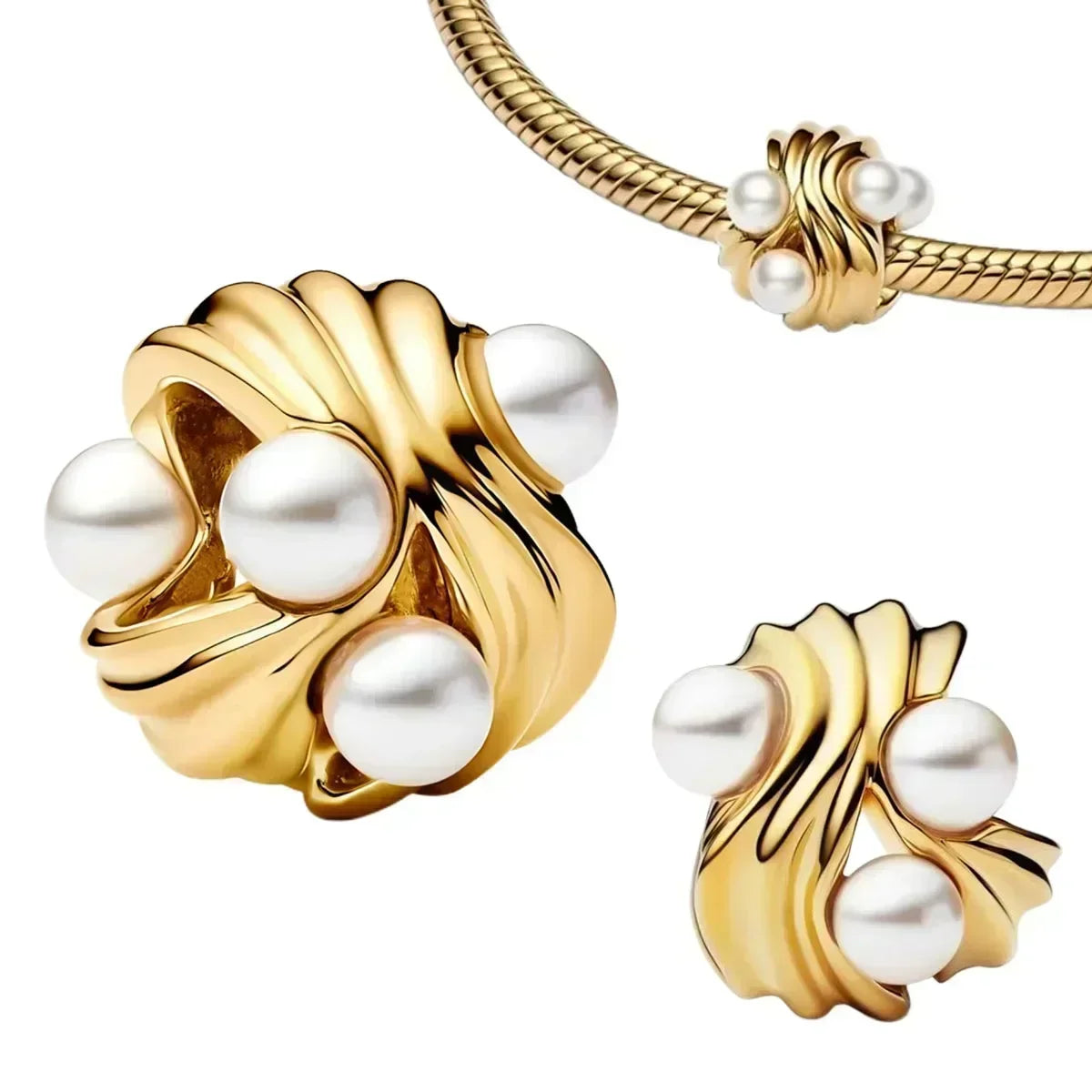 925 Sterling Silver Summer Ocean Charms | Pearl Shell Octopus Clip Beads & Jewelry Set for Women