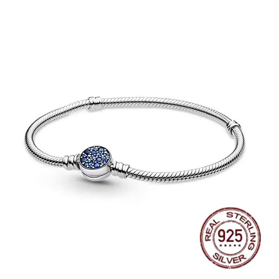 S925 Sterling Silver Crown Mickey Snake Bone Bracelet | Women’s DIY Gift