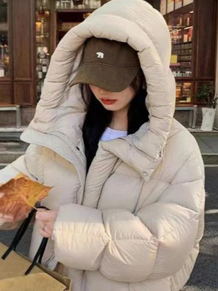 Trendy American Style Women’s Cotton Jacket Coat with Hood – Winter Small Size Bread Style Outerwear