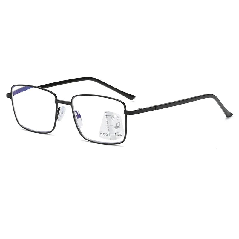 Ultralight Progressive Multifocal Glasses – Square Frame Non-Slip Presbyopic Reading Glasses for Men & Women +4.0