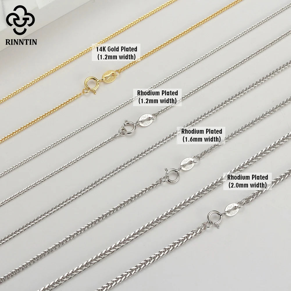 Rinntin 925 Sterling Silver Italian Handmade Chopin Chain Necklace | Simple 1.2mm Women’s Fashion Jewelry SC53