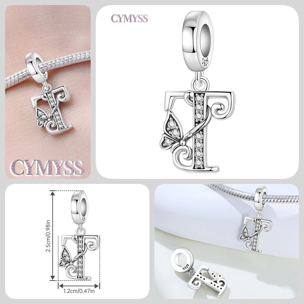 Original S925 Sterling Silver Butterfly & A-Z Letter Beads – DIY Bracelet & Necklace Jewelry