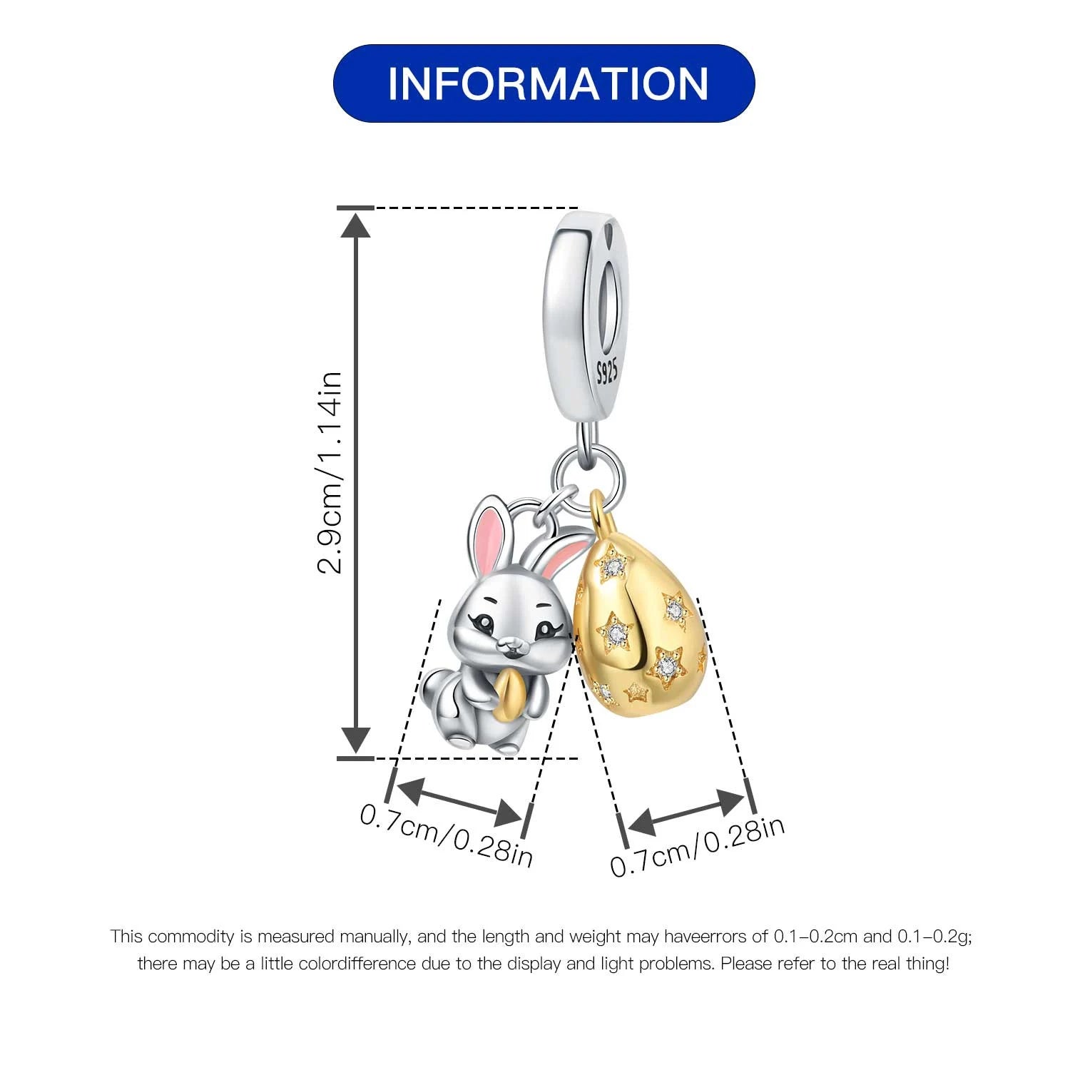 925 Sterling Silver Easter Bunny & Egg Pendants | Bracelet Charms for Women, DIY Jewelry, Party Beads, Exquisite Gift Accessory