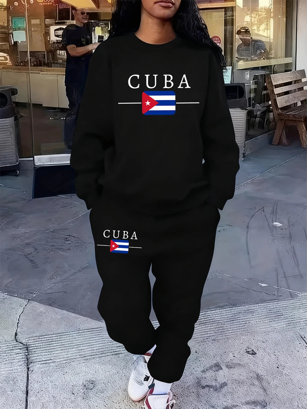 Women’s Cuba Flag Hoodie & Sweatpants 2-Piece Set – Winter Fleece Casual Jogging Outfit 🇨🇺🔥