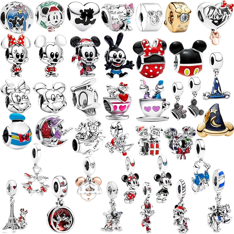New Miniso 925 Sterling Silver Minnie Mickey Donald Duck Charm Beads | Fit Original Bracelet Necklace DIY Jewelry Gift for Women