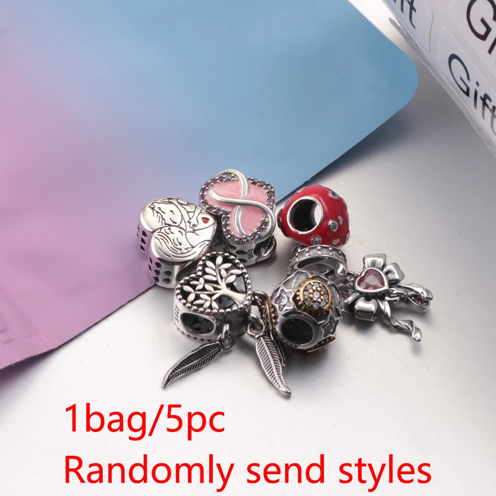925 Sterling Silver Heart-Shaped Moon Rose Beads Charm | Classic Random Blind Bag | Affordable DIY Bracelet Jewelry Gift